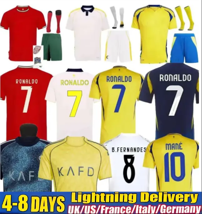 25 26 Al Nassrs FC Portugal Soccer Jerseys Kits Ronaldo 2025 2026 BERNARDO BRUNO FERNANDES Children Athletic Outdoor Apparel Kids