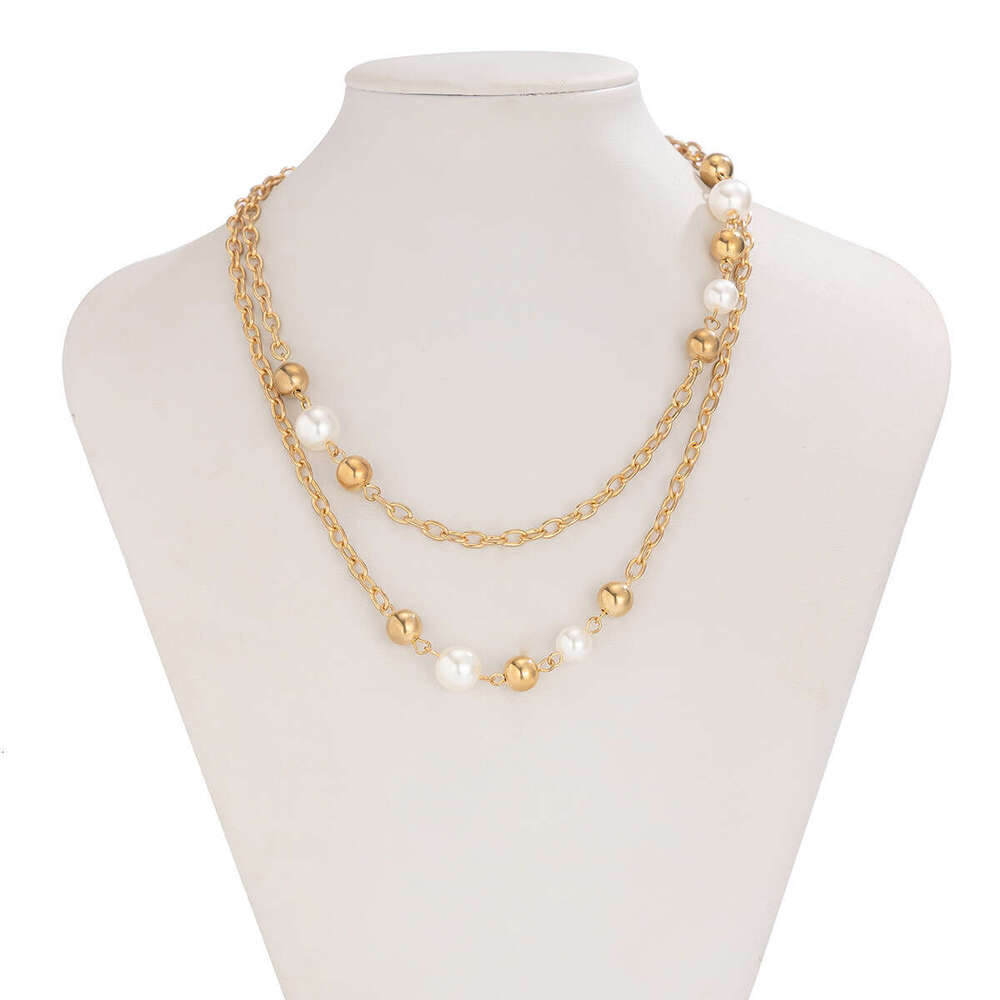 Five-Leaf Pearl Layered Long Necklace Elegant Commuting Wrapped Flower Pendant Sweater Chain for Women