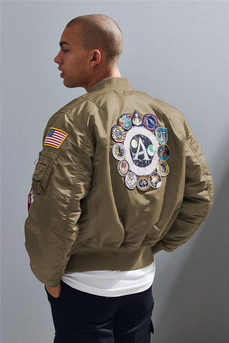 Winter bomber flight jacket vintage MA-1 APOLLO men coat streetwear warm varsity hip hop baseball lettermanpilot us air force 251222