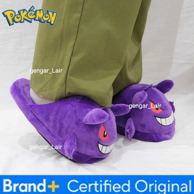 Pokemon Pikachu Gengar Winter Cartoon Warm Plush Slippers Couple Indoor Non-slip House Slides Cute Interest Women Slippers Cotton Shoes W251226
