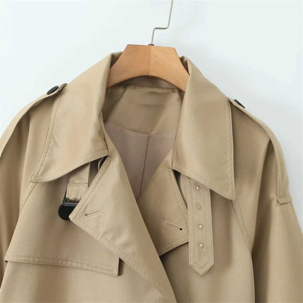 Autumn New Product Womens Wear Simple and Fashionable Long Sleeve Double breasted Belt Windbreaker CoatT251226