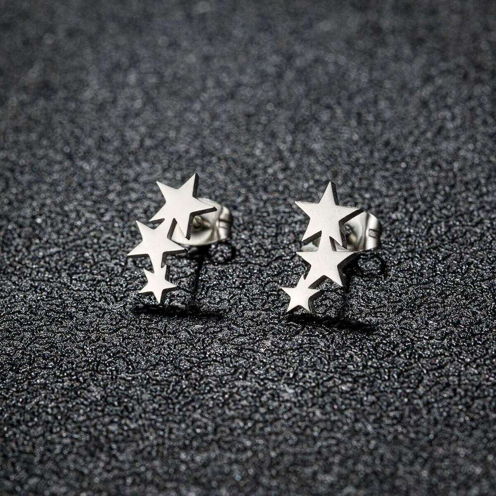 Fashion Stainless Steel Small Cute Triple Star Stud Earrings Punk Piercing Earing Women's Starry Minimalist Jewelry 25H1226