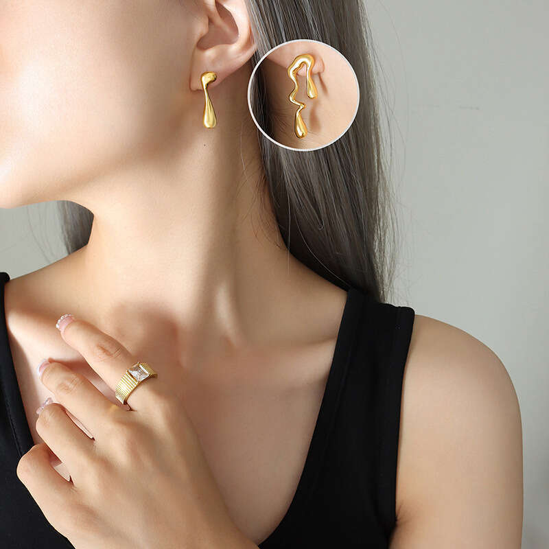 Y2K Asymmetric Geometric Dangle Earrings: Gold/Silver Plated Hypoallergenic Titanium Ear Jewelry, Niche Light Luxury Designer for Women's Daily O