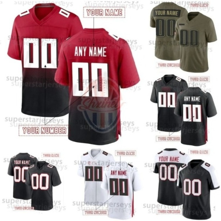 7 Bijan Robinson 9 Michael Penix Jr. 18 Kirk Cousins 5 Drake London Mix Order Customized Football Jerseys Embroidered Any Number Name For Mens