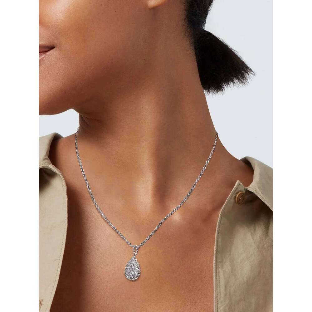 APIR All 5A Zircon Teardrop Bohemian Pendant Pearl-rimmed Vintage Twist Silver Necklace Daily Lowest Price 25N1226