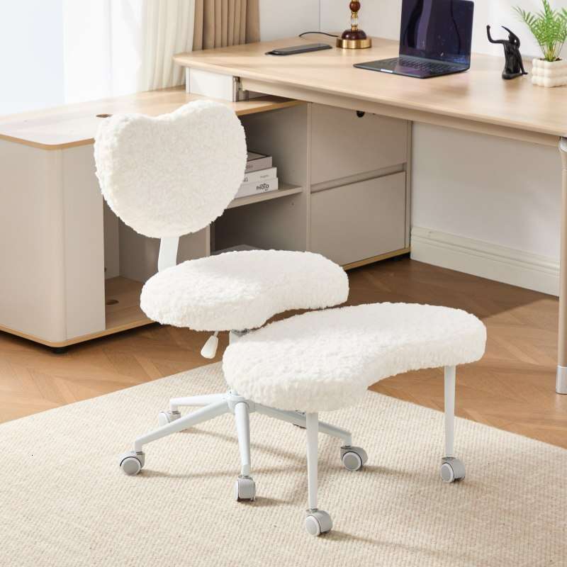 Artificial rabbit hair Meditation Plus, Legged Wheels, ADHD Chair, Criss Cross Desk Chair with Lumbar Support and Adjustable Stool, Flexible Design fo