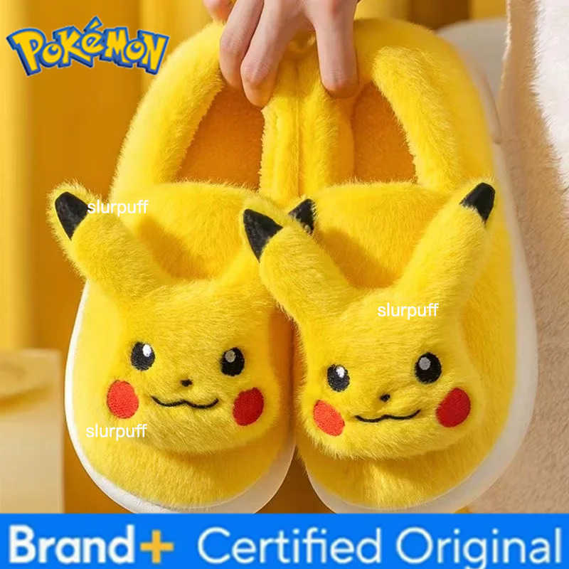 Pokemon Cartoon Pikachus Slippers Cute Non-Slip Warm Home Indoor Shoes Winter Cosplay Slipper W251226