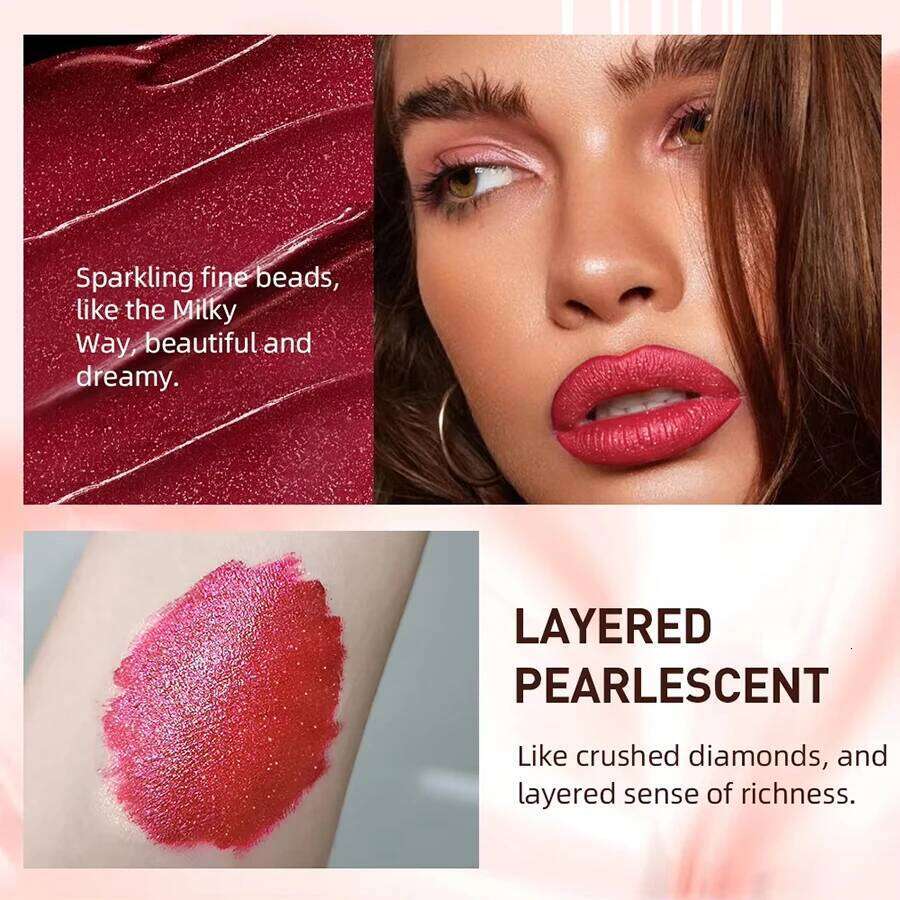 Multi-color Glitter Lipstick Beauty Girl Diamond Waterproof Tint Long Lasting Shimmer Makeup Red Rose Pearlescent Lip 25H1226