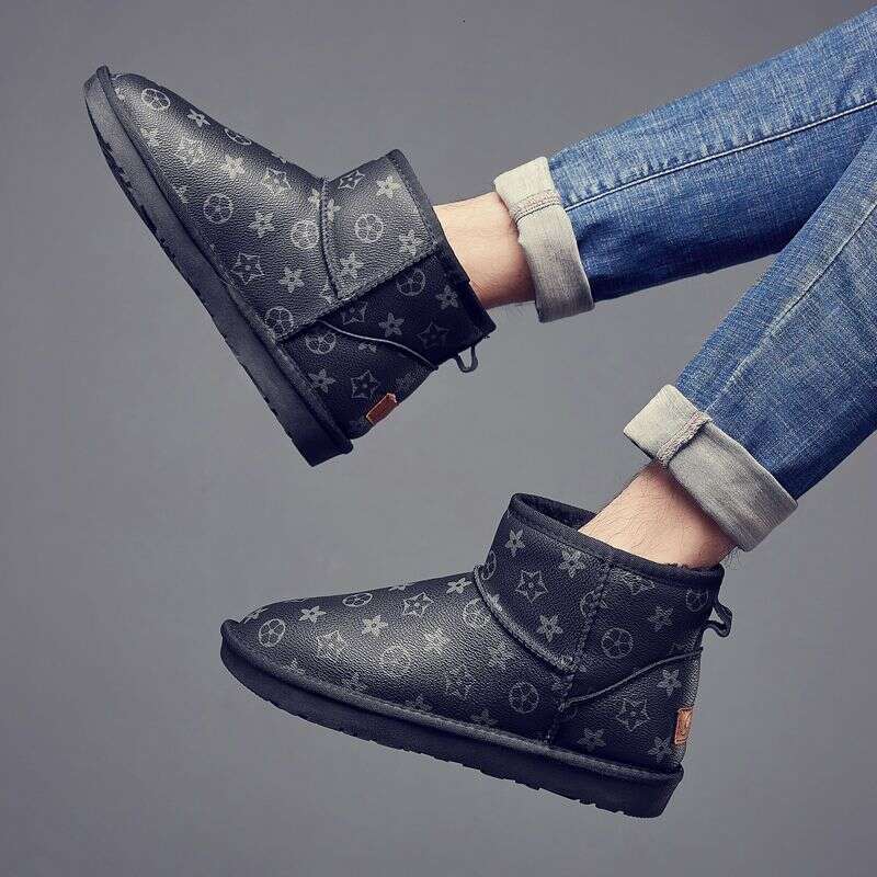 2025 Men's Snow Winter Warm Fleece Lined Thickened Non-Slip Waterproof Genuine Leather Loafers Martin Boots Cotton Shoes For Men