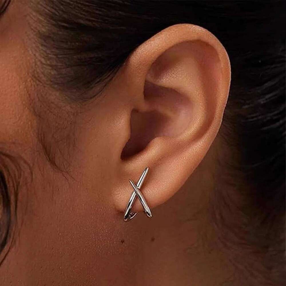 LATS Trendy Gold Color Cross Stud Earrings for Women Dainty Simple Minimalist Earring Fashion Jewelry Party Gifts 25H1226