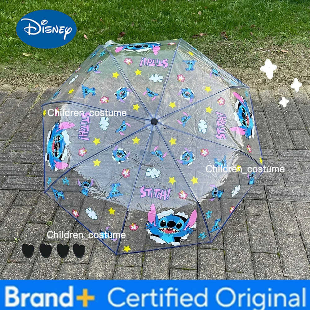 Disney Kawaii Stitch Anime Folding Umbrellas Manual Automatic Umbrellas Portable Cartoon Transparent Umbrella Birthday Gifts For Kids H251226