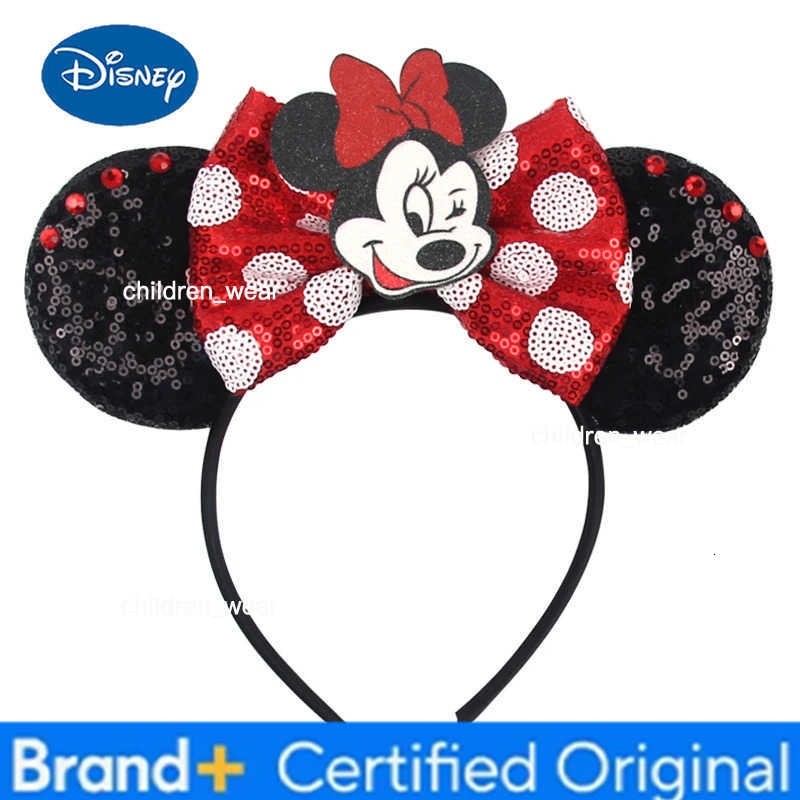 Disney Black Mouse Ears Headband For Girls 5Bow Party Hairband Festival DIY Hair Accessories Femme H251226