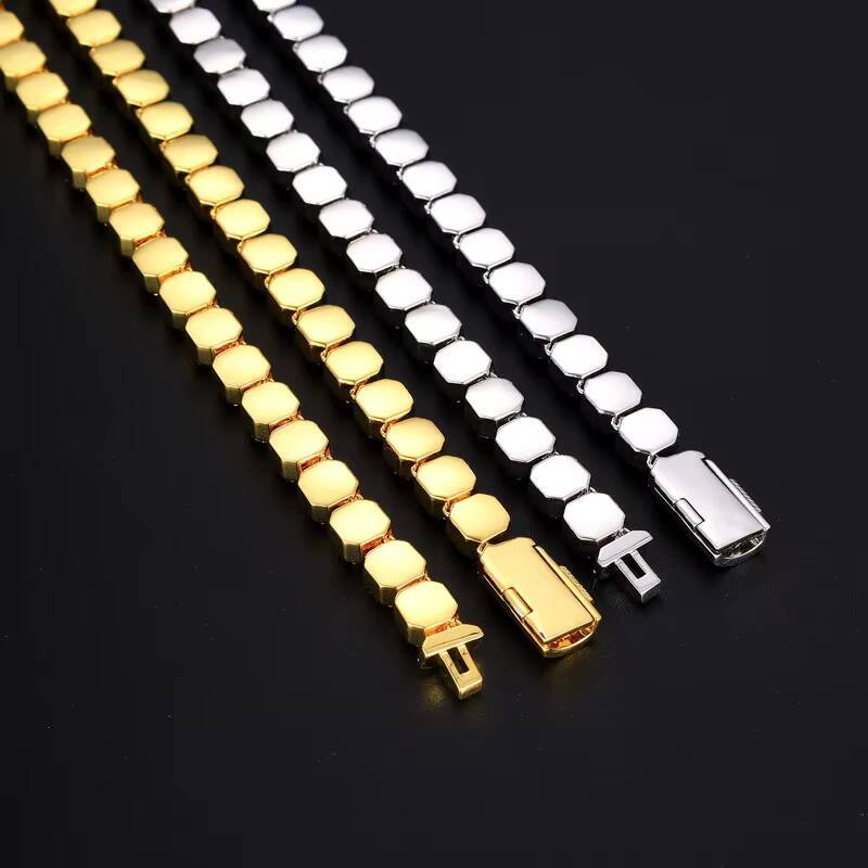 Miami Hip Hop Cuban Link Chain Iced Tennis Chain Necklace with Square Rock Moissanite Diamond Fashionable Trend