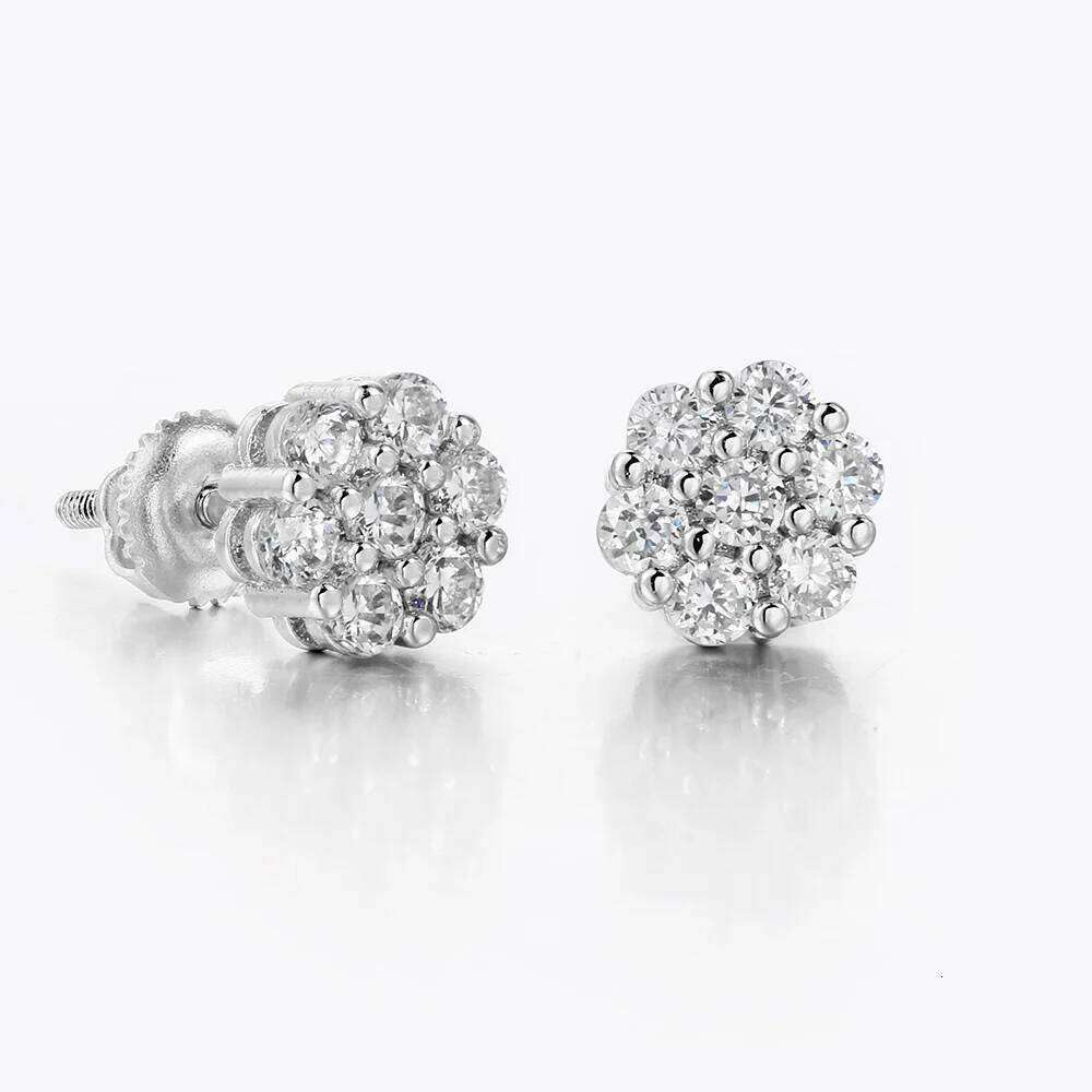 7mm Cubic Zircon Earring For Man Woman Gold Color Rock Hippop Flower Micro-inserts Fashion Jewelry Ear Stud Accessories 25H1226