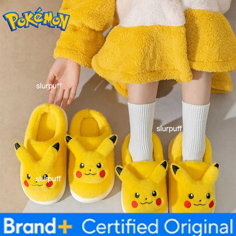 Pokemon Cartoon Pikachus Slippers Cute Non-Slip Warm Home Indoor Shoes Winter Cosplay Slipper W251226
