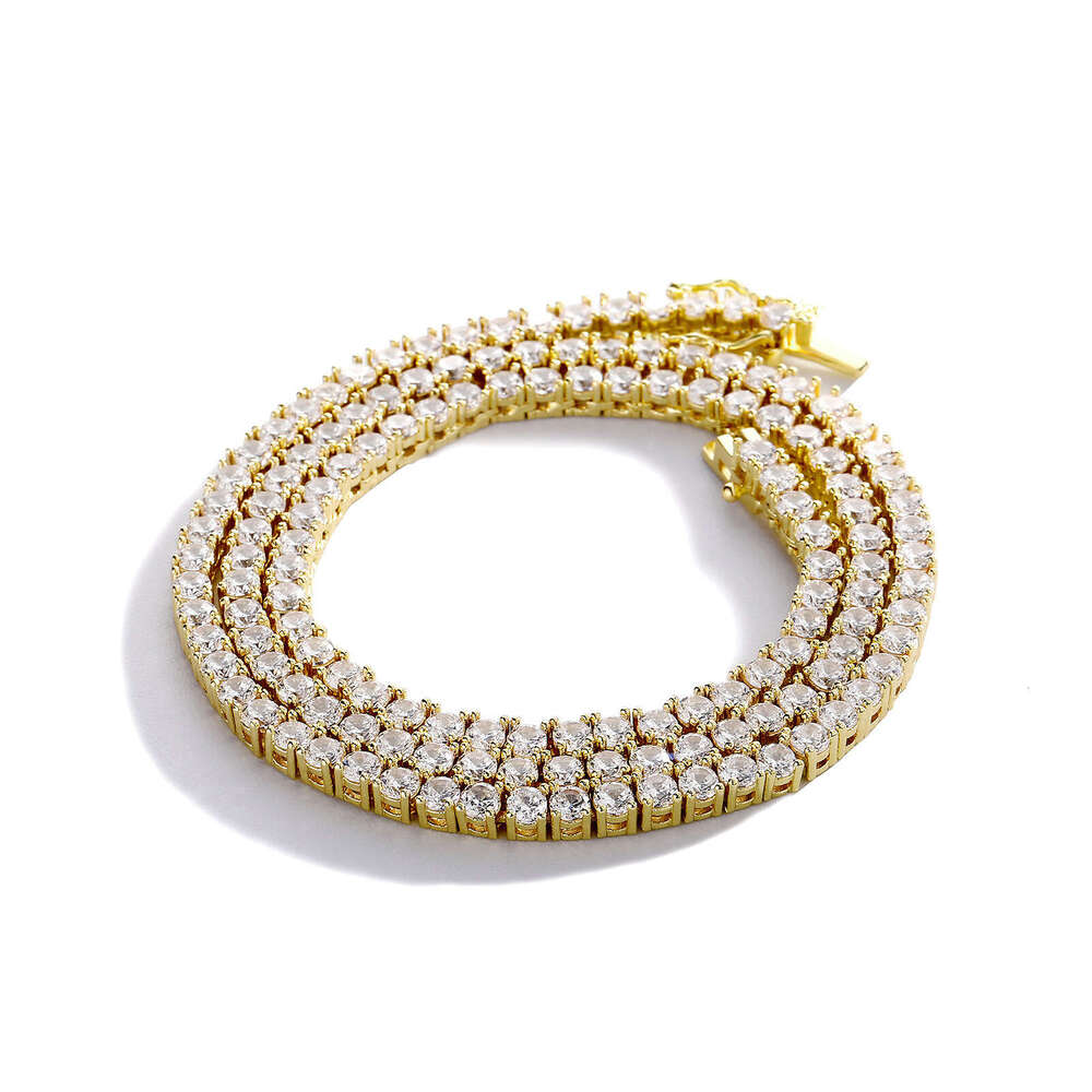 Zircon Tennis Chain Men's Necklace European and American Niche Hip-Hop Jewelry Women's Bracelet