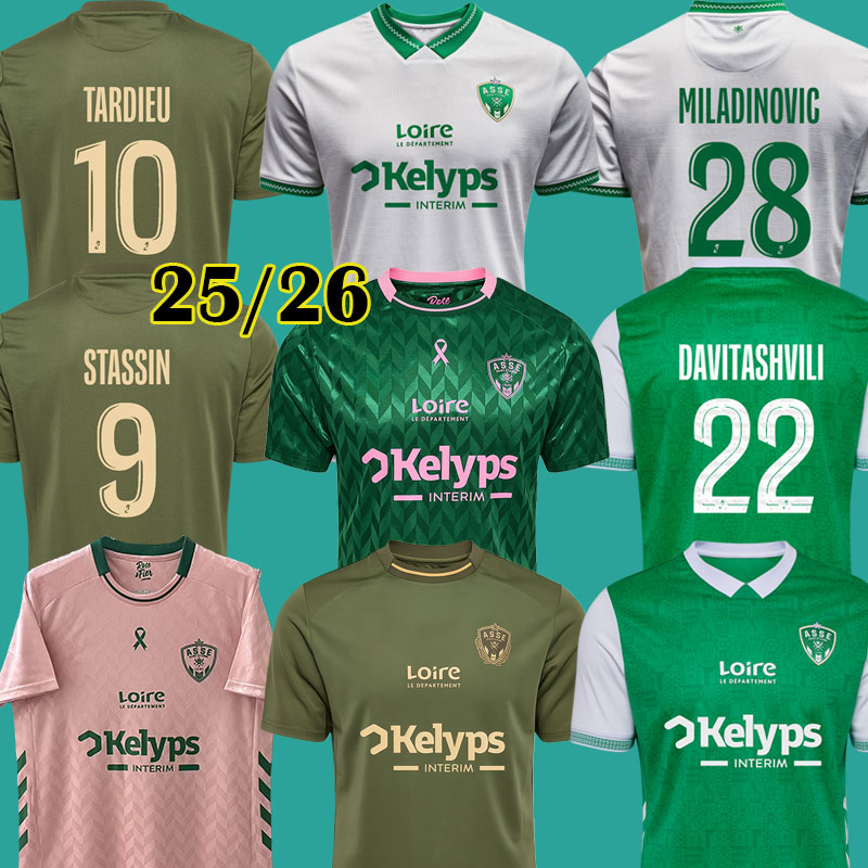 2025 26 maillots AS Saints Etienne Soccer Jerseys STASSIN MOUEFFEK 26 maillot ASSE Etienne BOUCHOUARI TARDIEU BATUBINSIKA Football shirts equipment Special