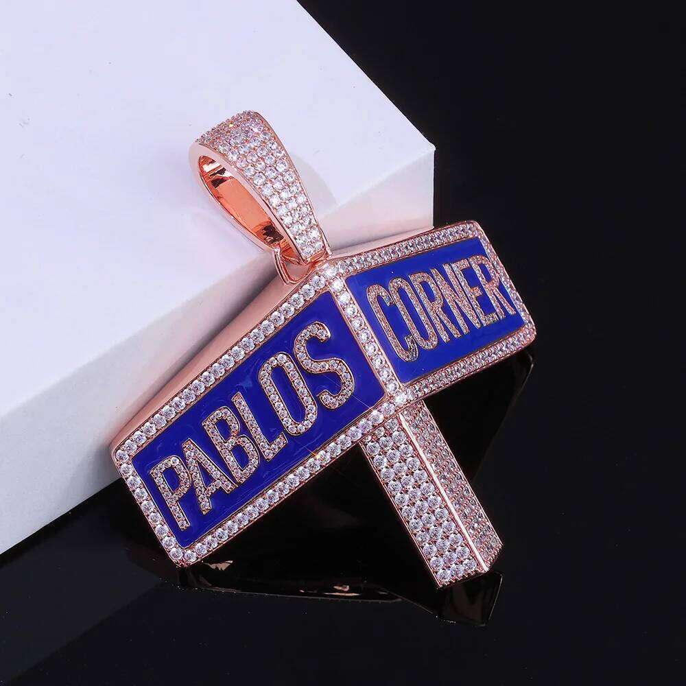 jewelry Hip Hop Jewelry Custom Iced Out Cubic Zirconia Letter Pendant Necklace Men Women