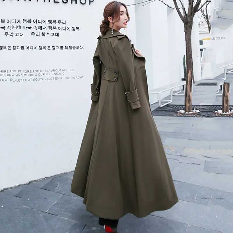 Formal Casual Windbreakers Coat Womens Overcoat 2025 Spring Autumn New Fashion Slim Long High-End Trench Coat Outwear CasacoT251226