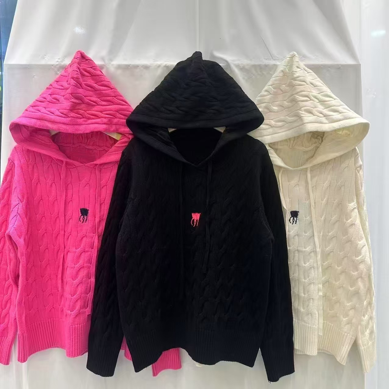 Mirror quality rl Jumpers Sweater Letter Embroidery Quarter Zip Cardigan Women's Sweaters Winter Soft Basic Women Pullover Cotton Pulls Knitted Jumper 5d