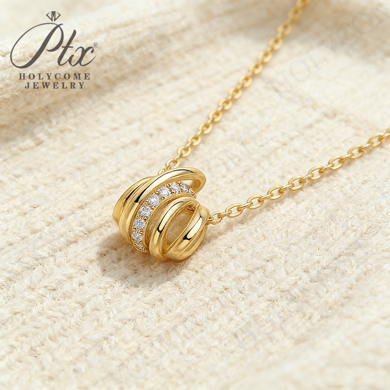 Golden Fashion Light Luxury Necklace Layered for High-end Look S925 Silver European and American Best-selling Moissanite Clavicle Chain