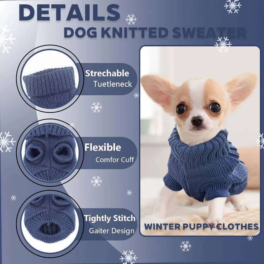 Chihuahua Sweater for Small Dogs Male XXS Dog Fall Winter Knitted Sweaters Warm Puppy Clothes Turtleneck Ou 25T1226