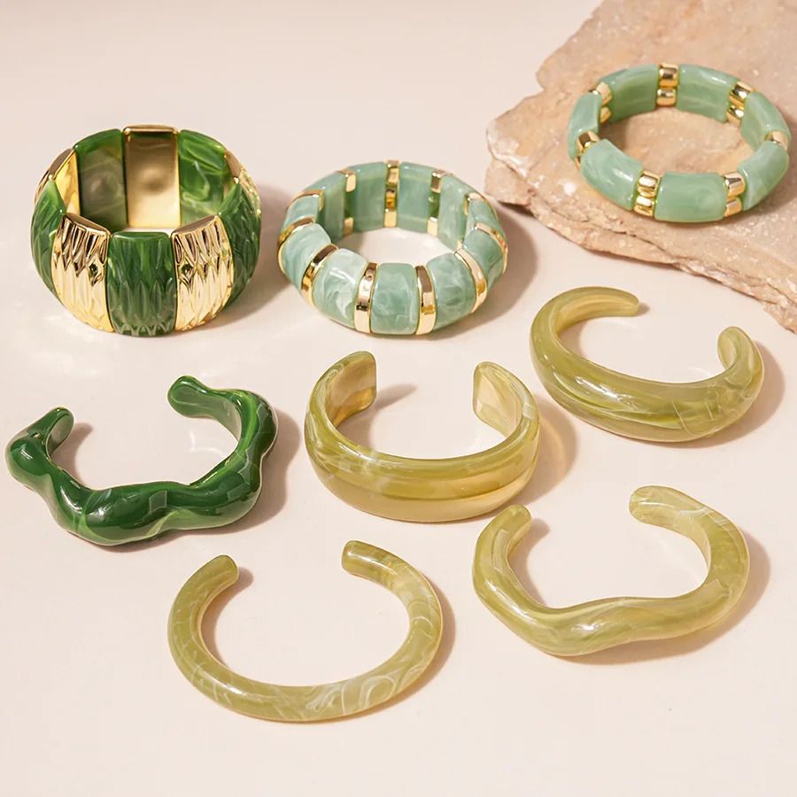 Vintage Acrylic Cuff Bracelet Irregular Geometric Wide Bangles for Women Men Smudge Open Bracelets Party Jewelry Gifts B1 251219