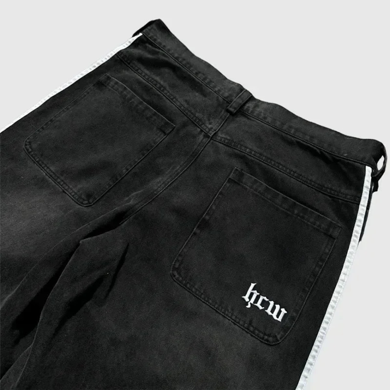Y2K Baggy Jeans high quality Embroidered Striped Harajuku Sweatpants men women Hip Hop streetwear Casual wide leg Denim Pants 251210