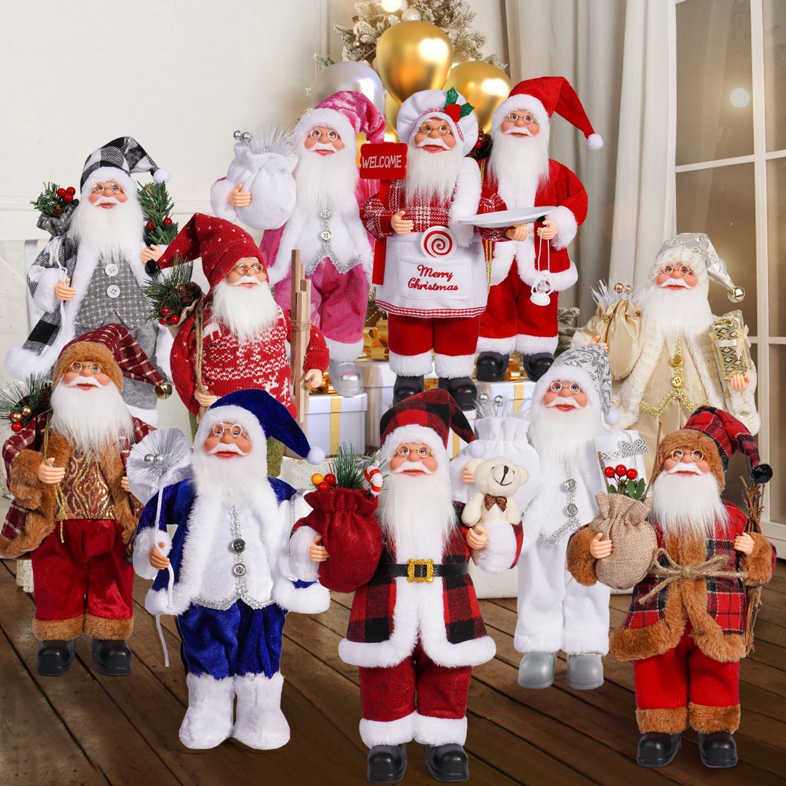 Christmas Tree Decoration Shining Santa Claus Home Decoration Christmas Holiday Series 48CM Standing Grandma Santa Claus 241030
