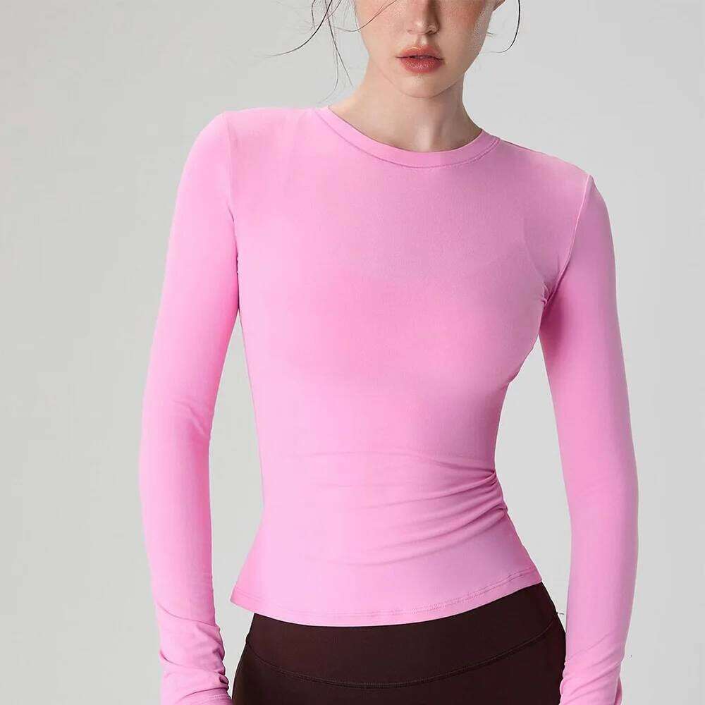 Women's Long Sleeve Yoga Quick Dry Sports Top Workout T-shirt Running Sexy Exposed Navel Fitness Gym Shirts Sportswear 25T1226