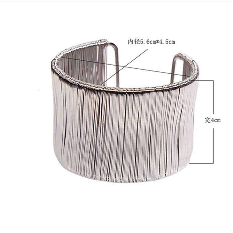 Vintage Gold Color Multi-Layer Opening Wide Cuff for Women Exaggerated Metal Lines Wrist Bracelet Party Jewelry Gift 25T1226