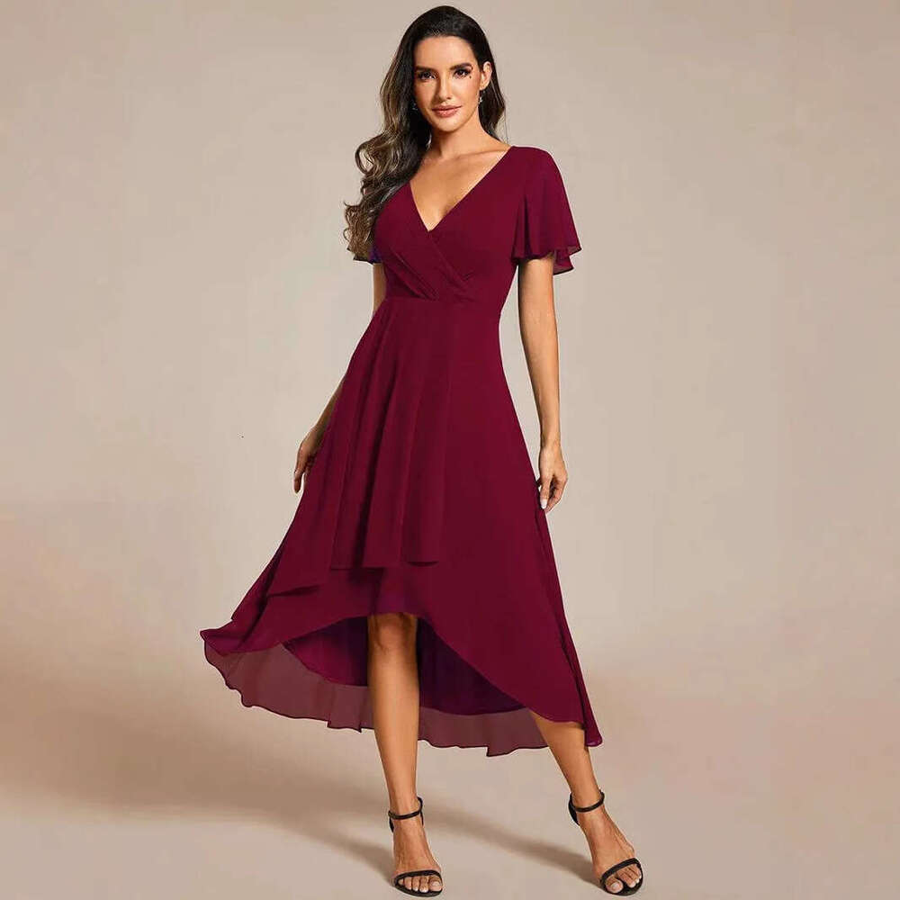 Dress for Women European American Style Summer Ruffle Sleeve Pleated V-Neck A-Line Midi Dress Casual Daily Dating Party Wear