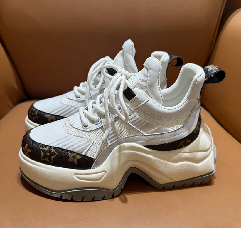 New Style Arrival Print Women Shoes 2026 Spring Summer Popular Arch-shaped Sole Fashion Casual Sneakers Thick Platform for Height Increase Versatile Free Shipping