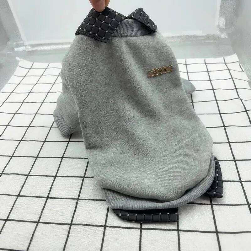 Clothes Warm Winter Collar Patchwork Jacket for Small Dog Coat Bear Hoodie Pet Plaid Shirt Puppy Clothing 25T1226