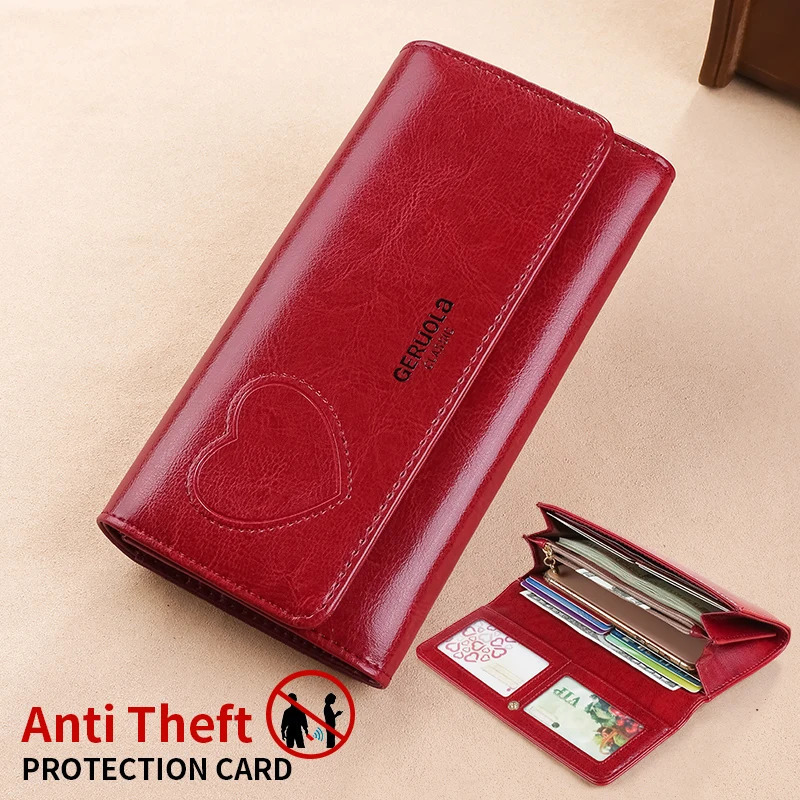 RFID anti-theft brush and demagnetization long handbag large capacity integrated card bag multi-functional wallet leather cow 251225