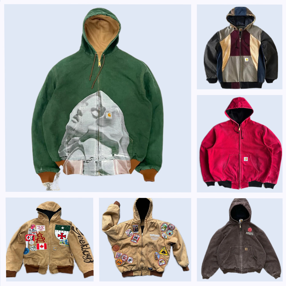 Carharttitys Designer Fashion Casual Denim Camo Graphic Tee Streetwear Sweatshirts Oversized Mens Women Hoodie Zip Up Puffer Jacket Work Wear Coat Quality 8