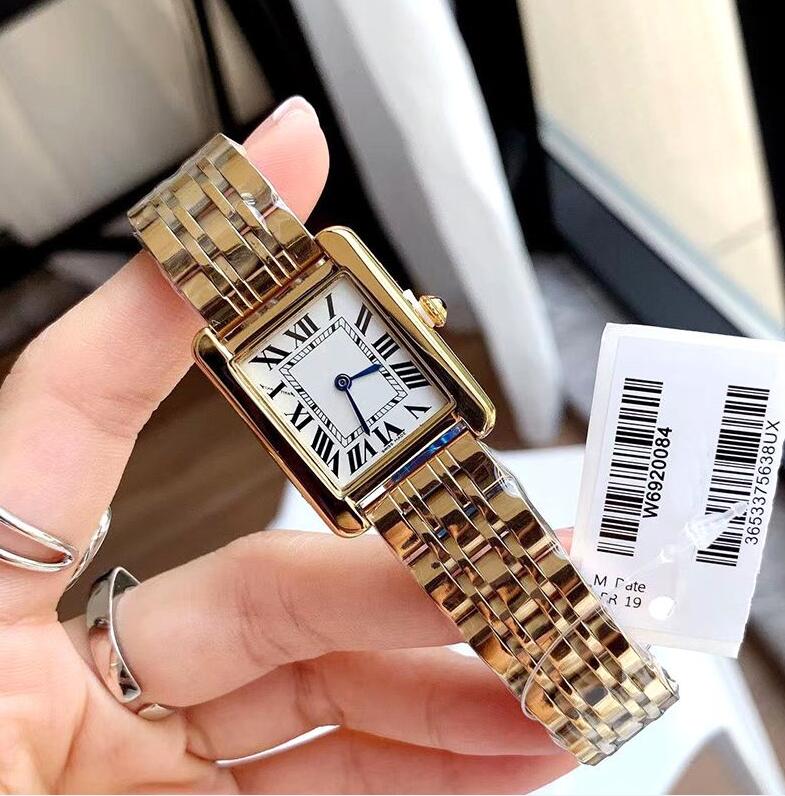 Luxury Womens Square TANK Watch Designer Watches Premium Quartz Movement Stainless Steel Bracelet Sapphire Glass Waterproof women Wristwatches #002