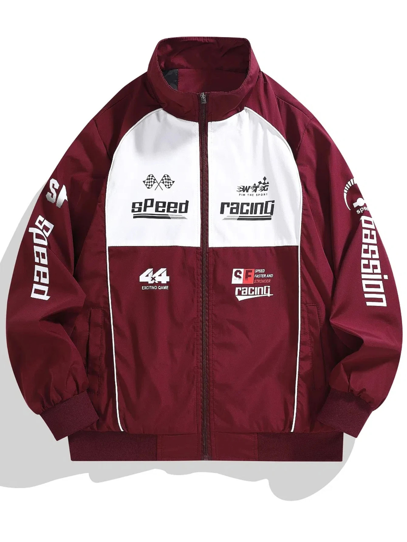 Mens Casual Sports Bomber Jacket - Racing Suit Zipper Opening Stand Collar Long Sleeve with Letter Print - Perfect Matching Casual Wear 251222