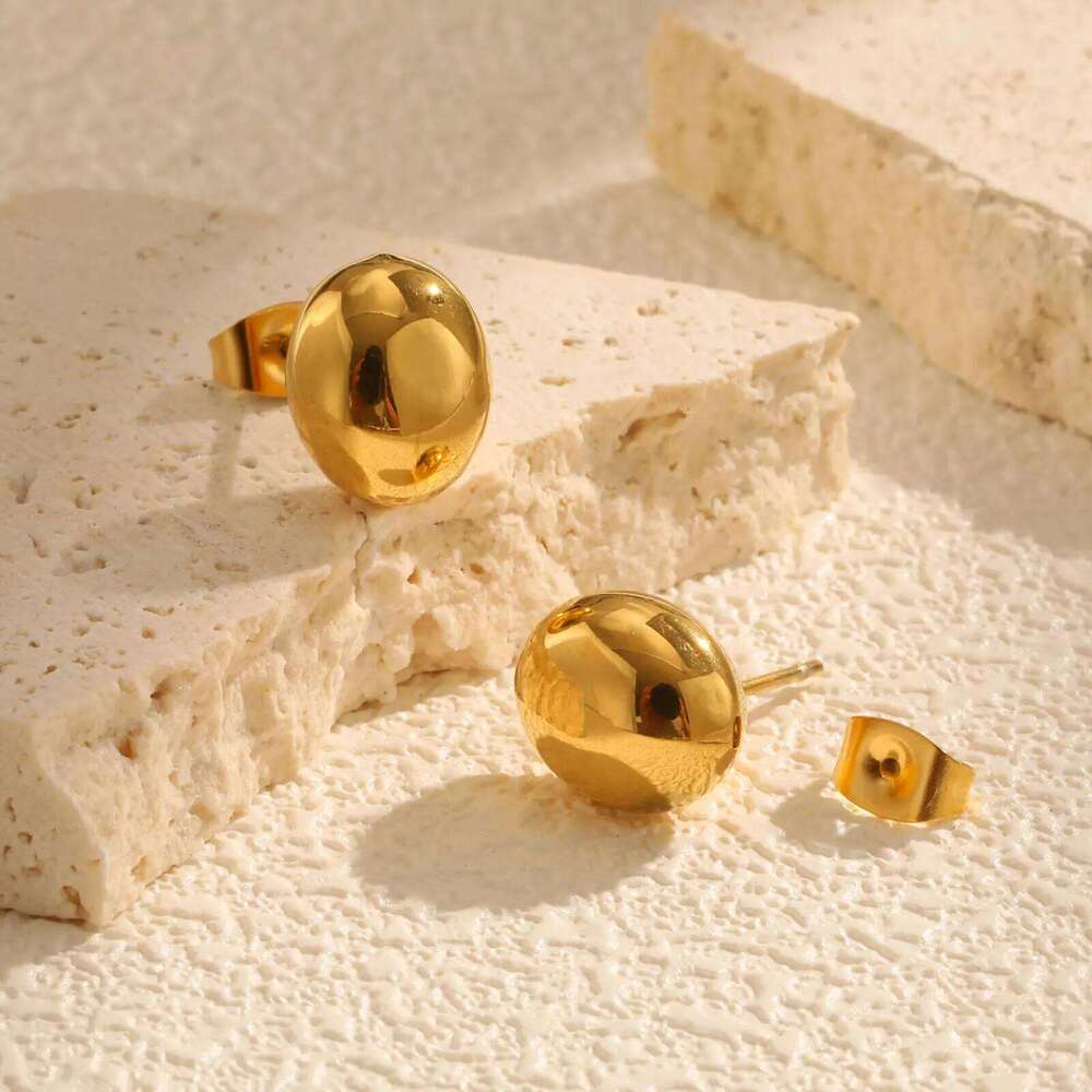 Chis Egg-shaped Stud Earrings for Women,Gold Plated Stainless Steel Oval Earrings,Waterproof Jewelry Mother's Day Gift 25H1226