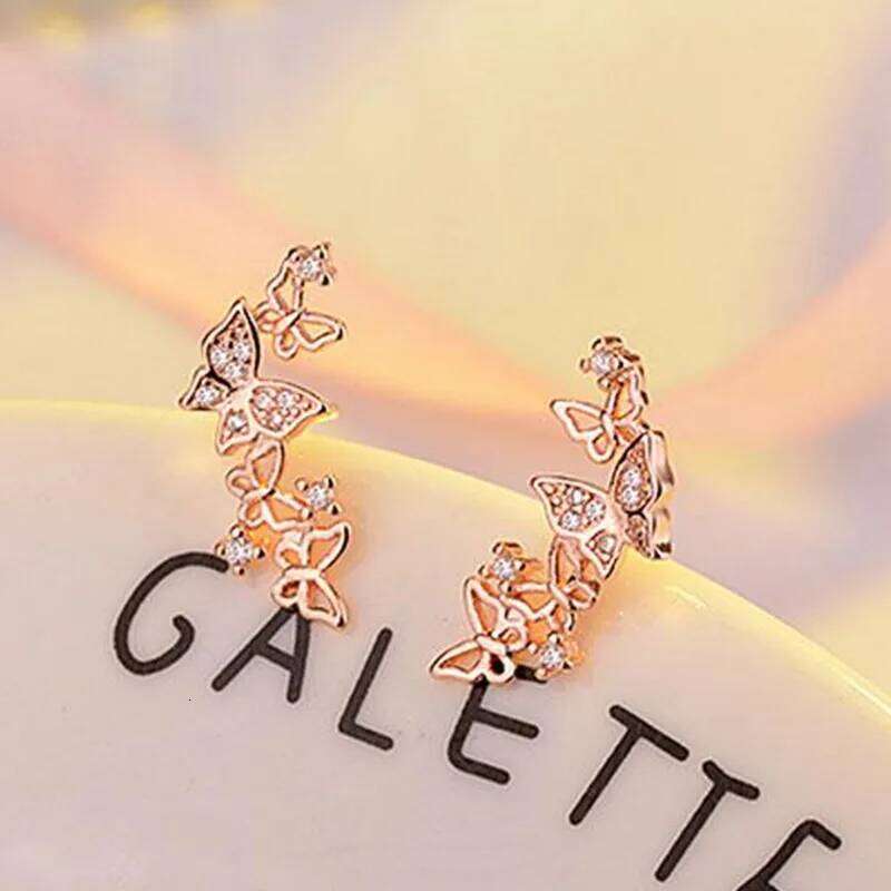 Huitan New Trendy Delicate Bow Stud Earring Women Cute Hollow Out Butterfly Beautiful Birthday Valentines Gift for Girl Hot