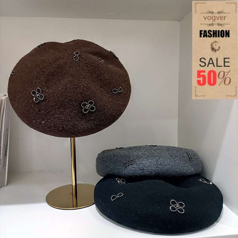 Women's Beret Cap Autumn Winter New Style Tweed Fashionable Atmosphere Face-Slimming Trendy Winter Warm Black red Beige Warm for Ladies Coats Dre