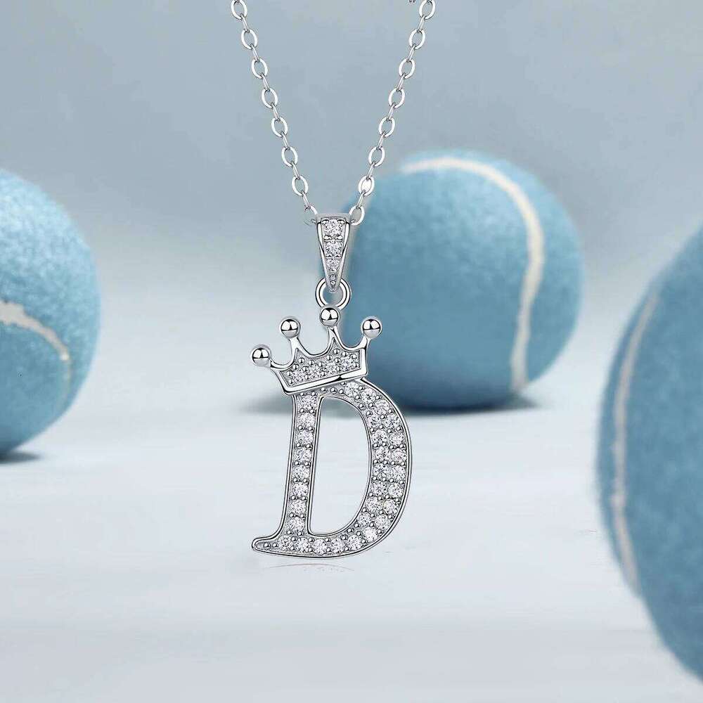 Moissanite Crown Alphabet S925 Silver 18k Gold Plated 26 Alphabets Pendant Necklace Homecoming & Graduation Gift 25N1226
