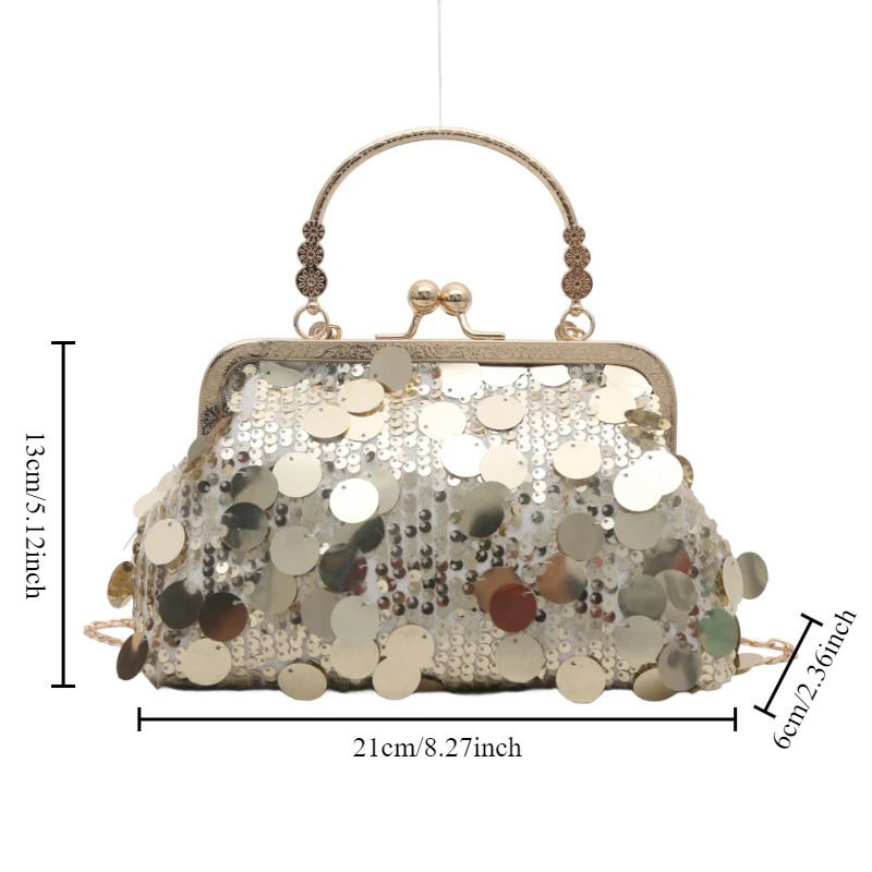 Ladys hand bag sequined clip handbag bag ladys chain dinner bag chain fashion shoulder crossbody bag 251223