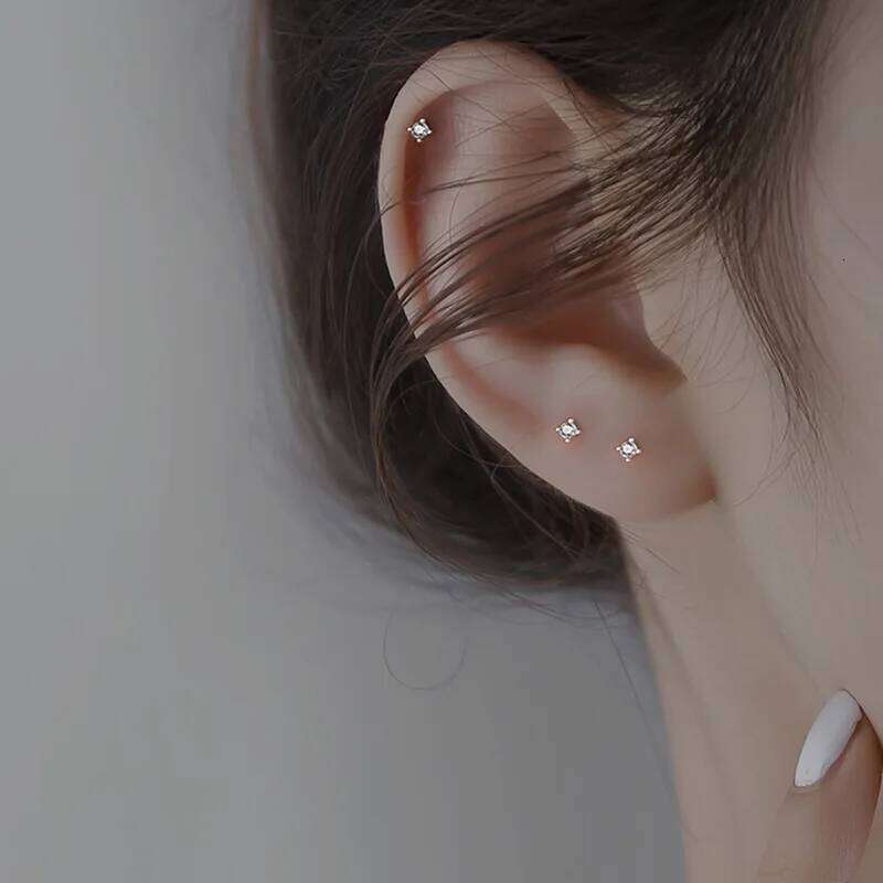 Simple Tibetan Silver Cute Love Heart CZ Zircon Mini Small Stud Earrings Birthday Piercing Women Pendiente Plata Jewelry Gift 25H1226