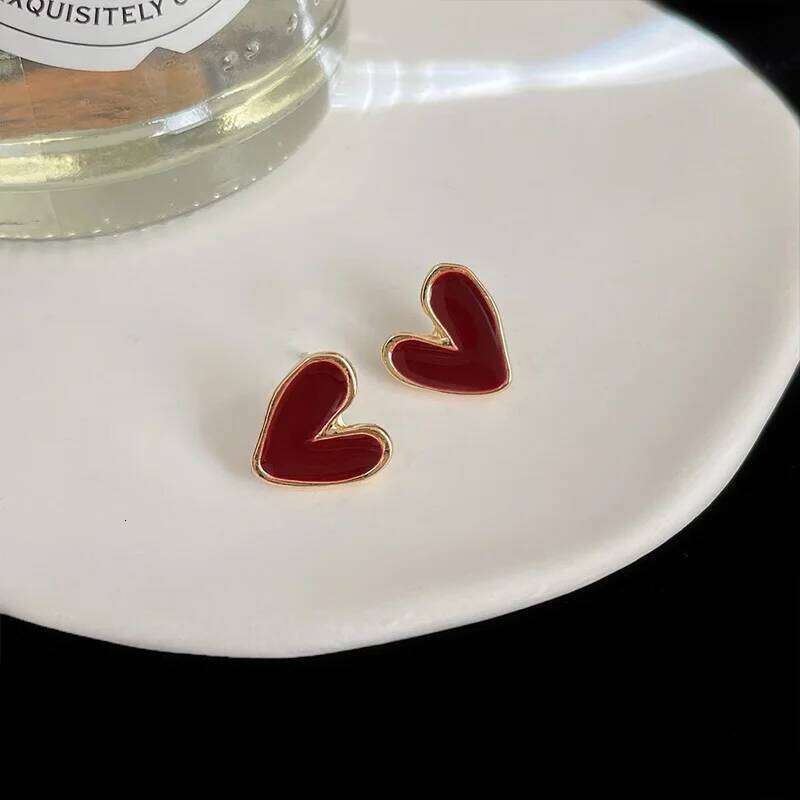 EVISPOL Small Blue Heart Stud Women Black Simple Cute Girls Love Earrings for Birthday Party Jewelry Gifts 25H1226