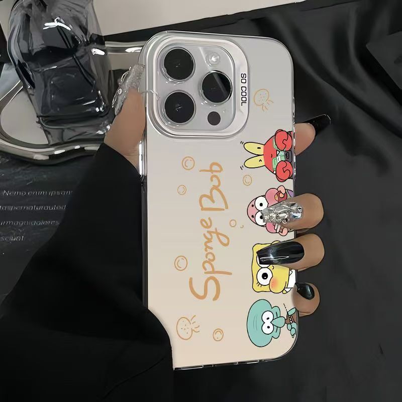 SpongeBob SquarePants Compatible with 16 Pro Max Apple Phone Case Iphone 15 Plus Shockproof 14 Creative 13 11