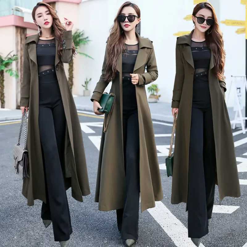 Formal Casual Windbreakers Coat Womens Overcoat 2025 Spring Autumn New Fashion Slim Long High-End Trench Coat Outwear CasacoT251226