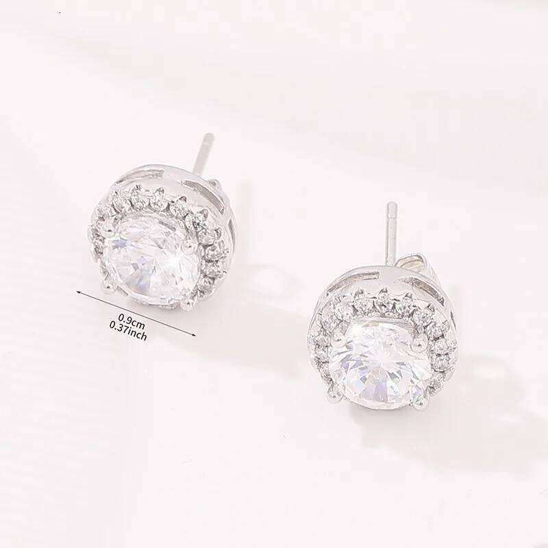 Delicate Small Round Stud Earrings Women with Shiny Cubic Zirconia Simple Versatile for Teens Fashion Jewelry 25H1226