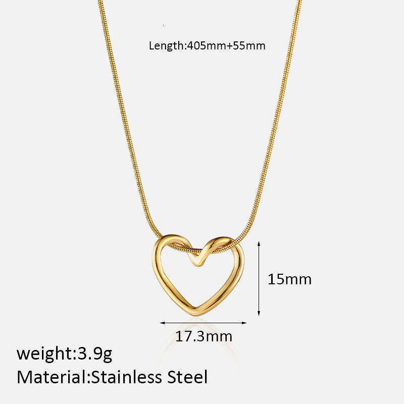 Pendant Necklace Hollow Heart Necklace For Women Simple Design Student Pendant Versatile Stainless Steel Collarbone Chain