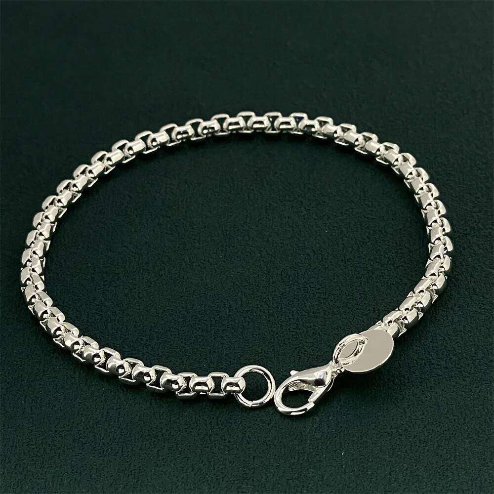 Lihong 925 Sterling Silver Bracelet Venetian Round Box Exquisite Women Fashion Wedding Party Gift Jewelry 25T1226